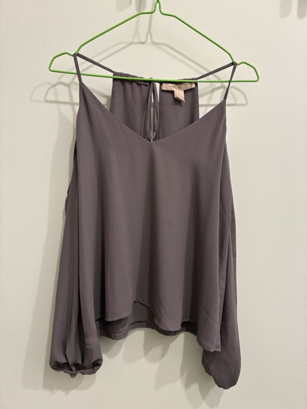 Charcoal Gray Cold Shoulder Spaghetti Strap Cami Tank Top Size S Casual